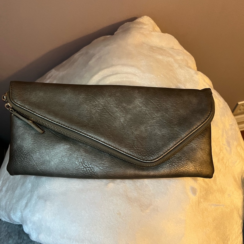 Elegant Pewter Clutch Bag